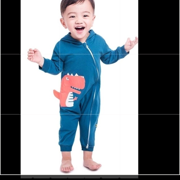 Hoodie Cotton Onesies Long Sleeve Romper Dinosaur 12-18 Months NWT - Picture 2 of 8